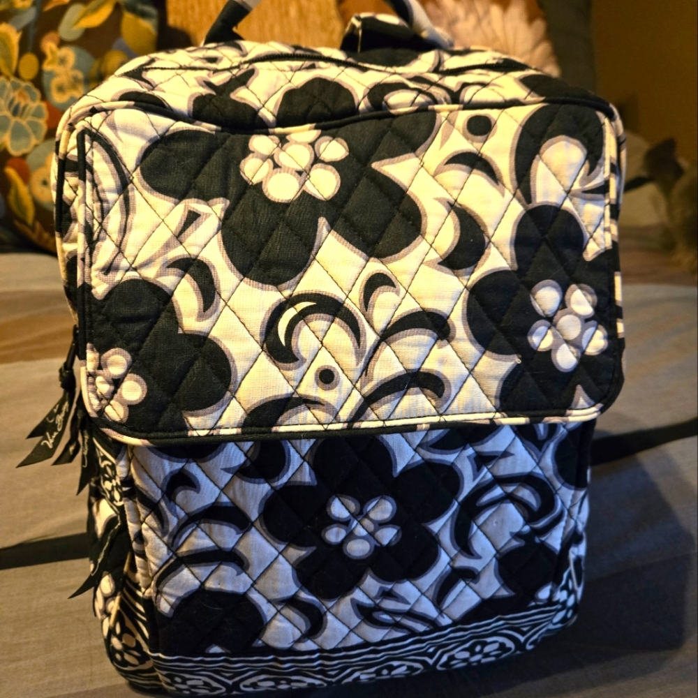 Floral Black and White Quilted Vera Bradley Backpack